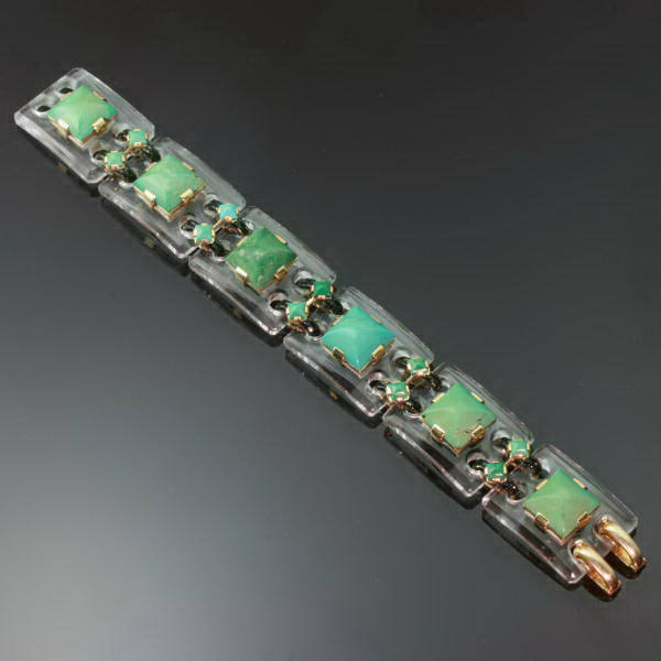 Art Deco turquoise stones articulated bracelet (image 14 of 18)